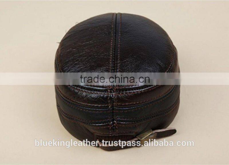 New Men's Real Cowhide Leather Vintage Sunbonnet Baseball Beret Cap Hunting Hat