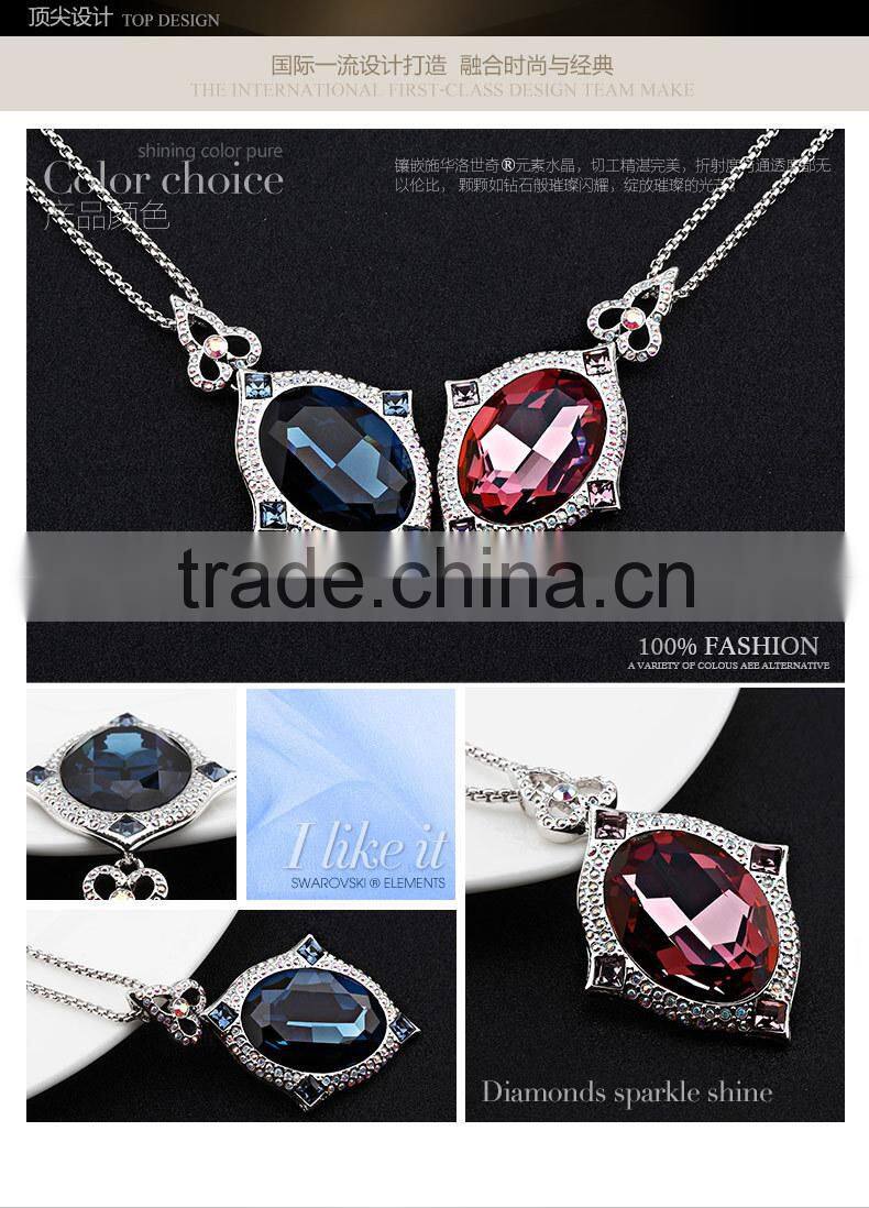 2015 OUXI New arrival red diamond crystal pendant necklace and sweater chain 11037-1