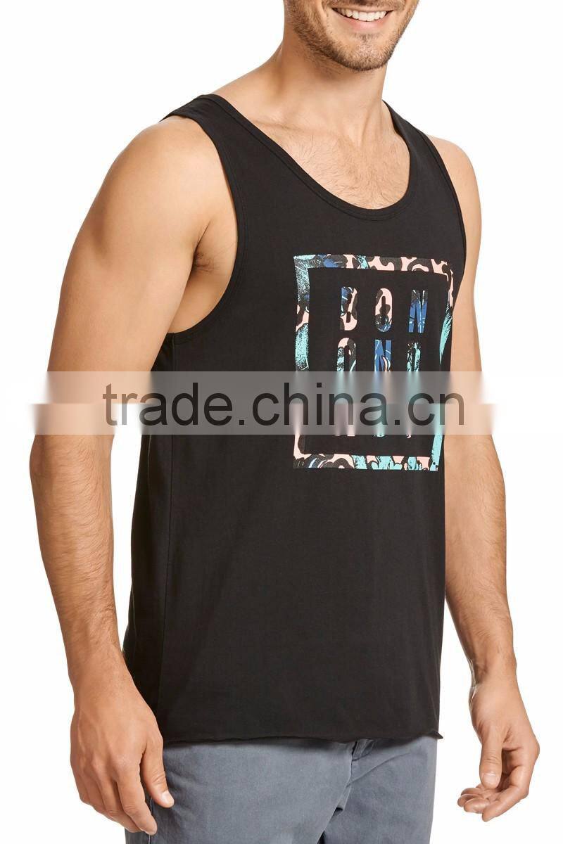 Daijun OEM new design black 100% cotton custom logo printed men singlet