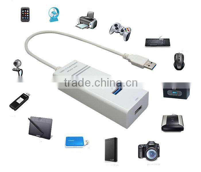 Portable High Speed 5Gbps Bulit-in 35cm USB Cable 4ports USB3.0 Hub for USB Device