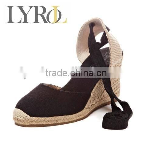 Custom ladies wedge shoes new jute shoes espadrilles for women