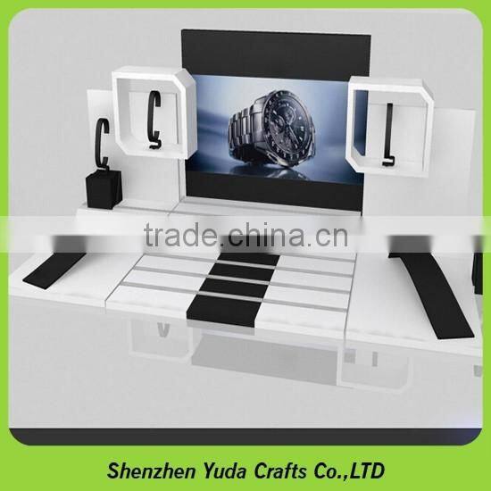 Handmade MDF wood stands C clip watch display mdf design acrylic wood displays in China