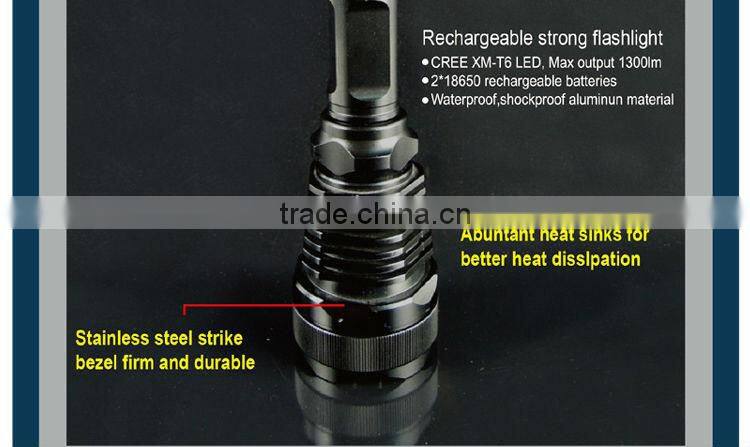 rechargeable police flashlight with CREE T6 LED