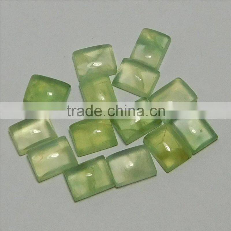 NATURAL PREHNITE CABOCHON GOOD COLOR & QUALITY 6X8 MM BAGUETTE LOT