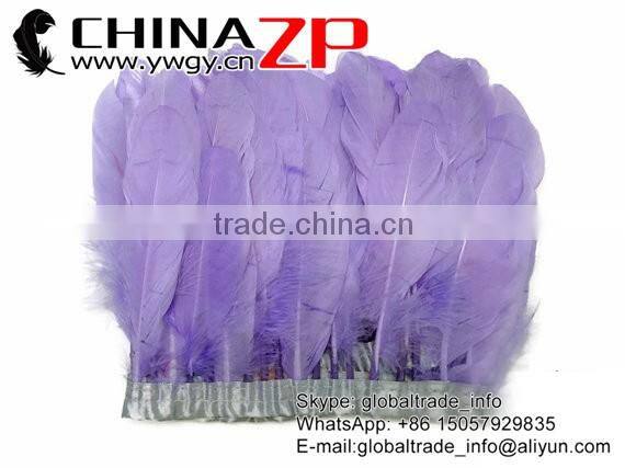 CHINAZP Factory High Quality Dyed Lavender Goose Satinettes Trim Fringe Feathers for Decoration