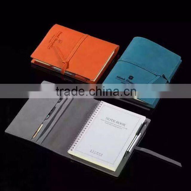 2017 PU leather Planner notebook with power bank