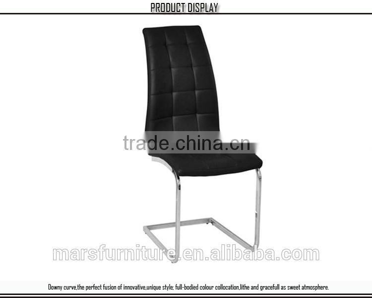 Leather high back chrome pu chair dining chair
