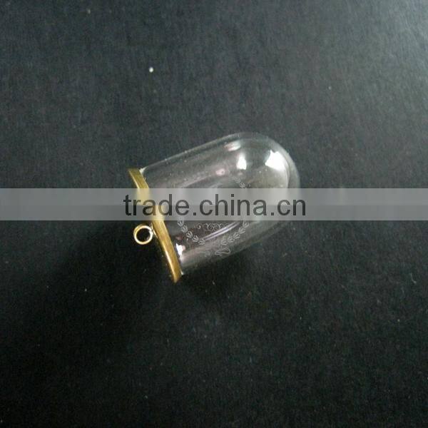 18x25mm vintage brass cover glass tube dome pendant charm DIY supplies findings 1810243
