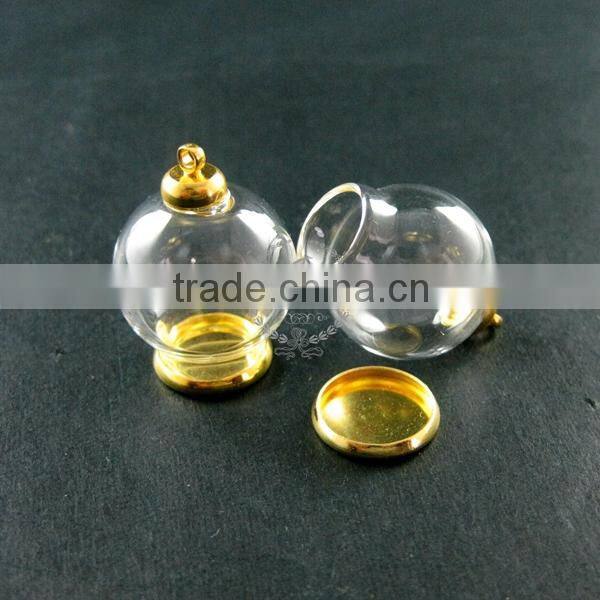 20mm ball 12mm open raw brass bail glass vial pendant wish bottle bulb dome charm DIY supplies 1850184