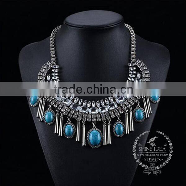 high quality vintage rhinestone chunky statement necklace tin alloy fashion women pendant necklace 6390052