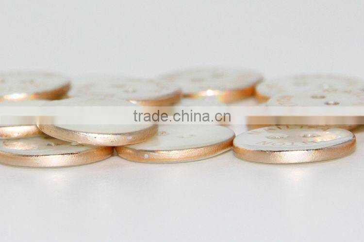 2 Holes Fancy High Quality Plate Gold Japanese Agoya Shell Button with Logo Engraved On