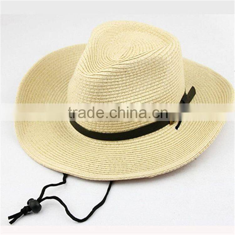 >>>>Men Summer Outdoor Beach Fishing Sun Cap Straw Collapsible Wide Brim Cowboy Hat