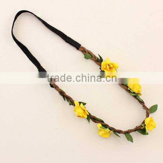 Wholesale BOHO style beach/party/wedding floral hair headband, flower crown ,elastic flower headband