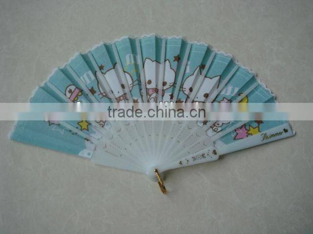 unique designed fabric with plastic folding fan