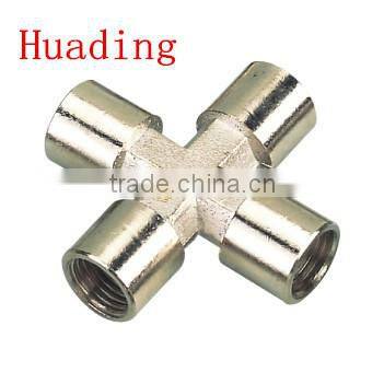 brass four way female fitting ,3/8 " 1/2" 1/4" brass fitting cross type fitting
