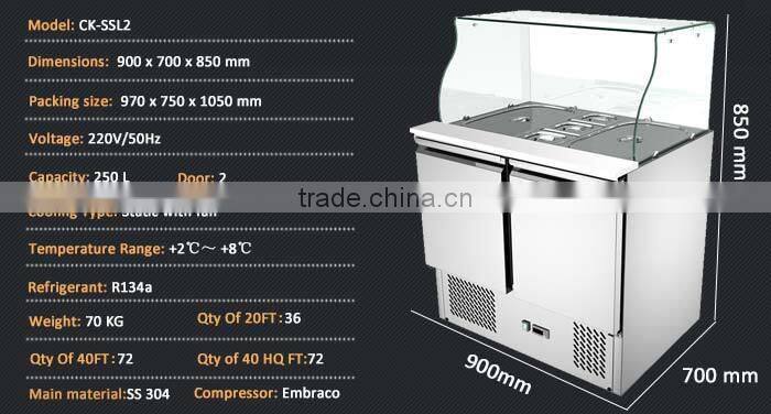 Commercial Compact Style Table Refrigerator For Salad In Buffet And Restaurant