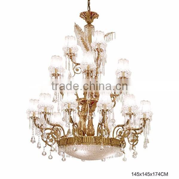 Luxury Crystal & Bronze Pendant light, Elegant Design Brass Chandelier Crystal Drop, Noble Hotel Ceiling Lamp