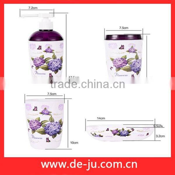 Violets Design Cup Lotion Bottle Cheap Bathroom Sets