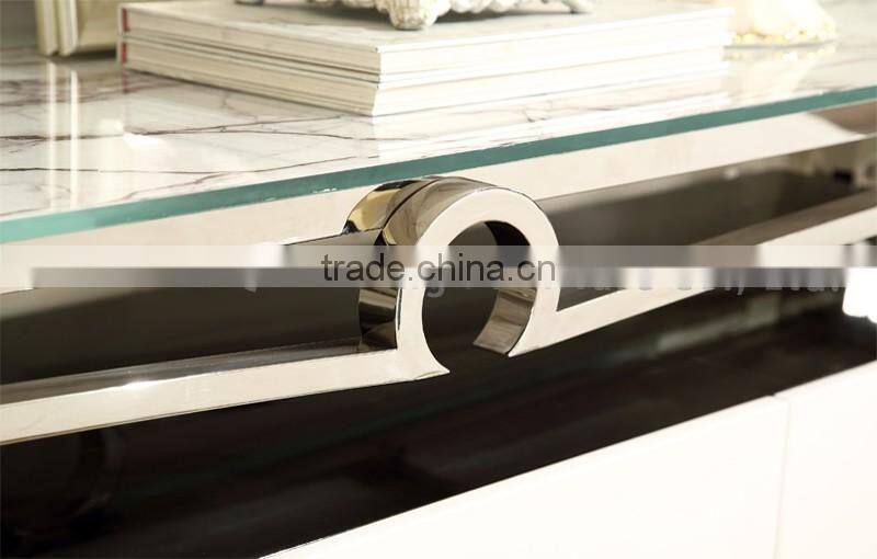 Stone TV Stand Stainless Steel Legs with Drawer