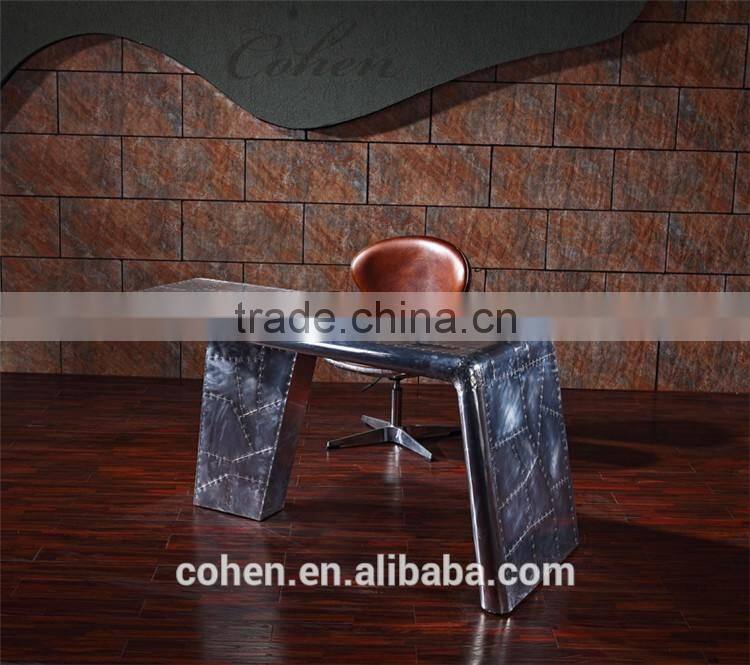 Cohen antique classic european furniture design genuine cowhide leather solid wooden office desk furniture for sale