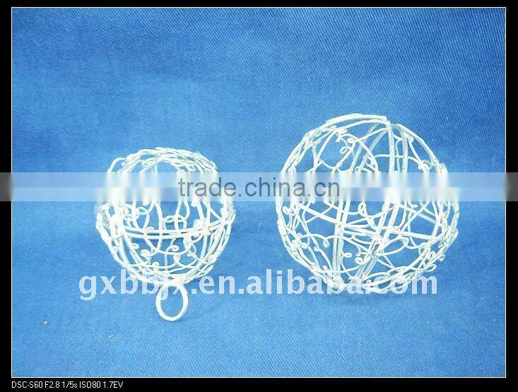 Creamywhite iron decorative glitter ball set of two