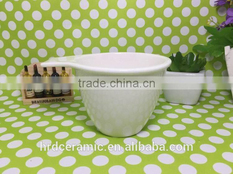 Stocked Popular White Ceramic Bowl ceramic dished with single Handles