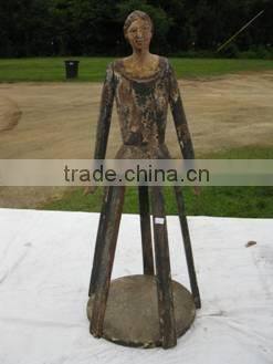 Wood Carved Sculpture with Antique Finish