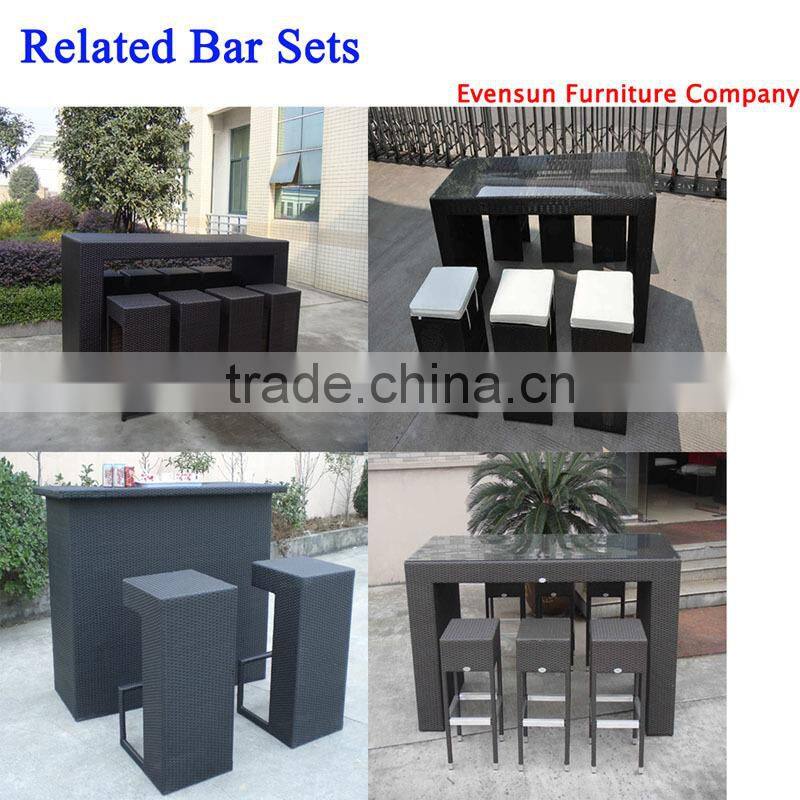Wicker/Rattan Outdoor Furniture Bar Set With Swivel Table And Chairs