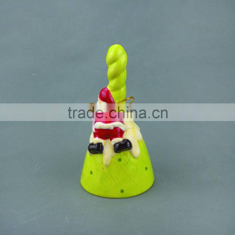 Christmas Santa Ice Cream Shaped Ornament with Ceramic Bell