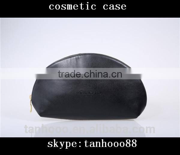 High Quality Black Shell Shape Makeup Case Leather Cosmetic Bag Case