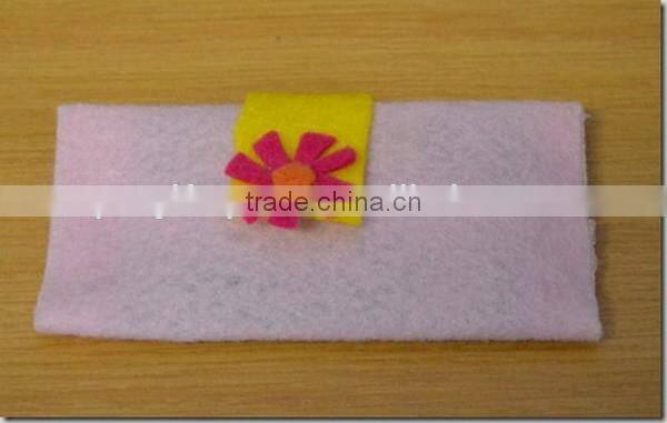 Best selling products low price cute fabric case credit card wallet cotton felted phone pocket with pink flowers for girls women