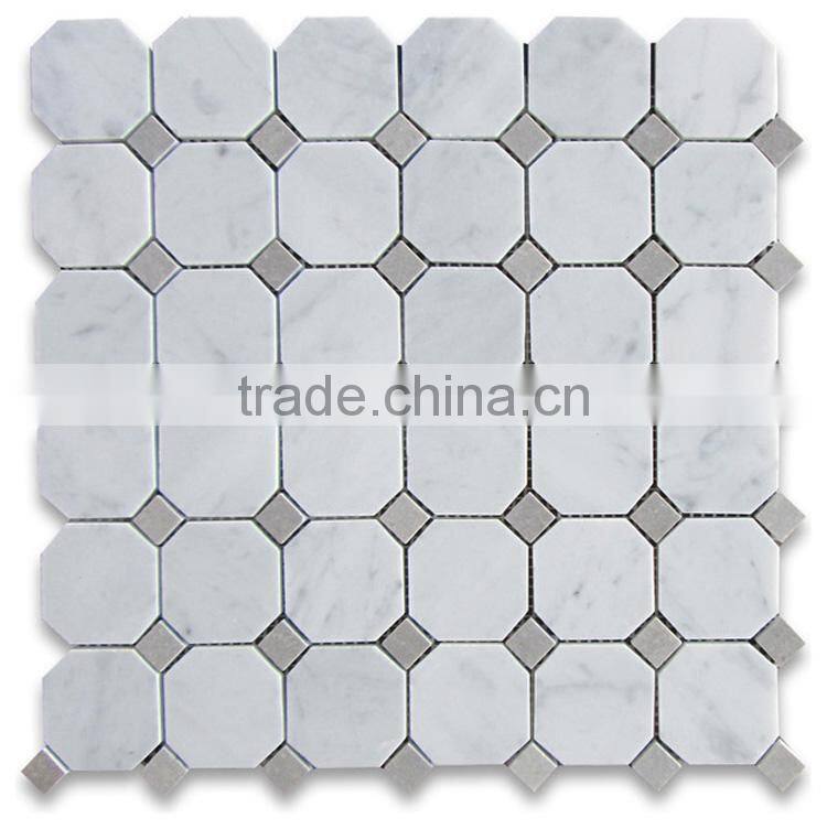 MM-CV328 Best quality decorative natural stone octagon white marble mosaics tile
