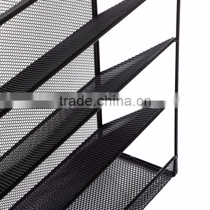 2017 amazon popular design black metal mesh Wall Mount Literature Paper Magazine File Holder