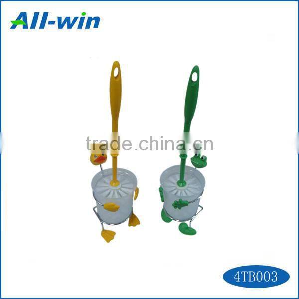 Hot-sale high-quality cute plastic toilet brush with metal holder set