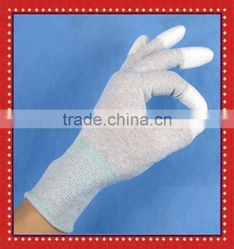 China Supplier Cheap Price Antistatic PU Finger Coated ESD Gloves/ESD Working Gloves/Carbon fiber Antistatic Gloves