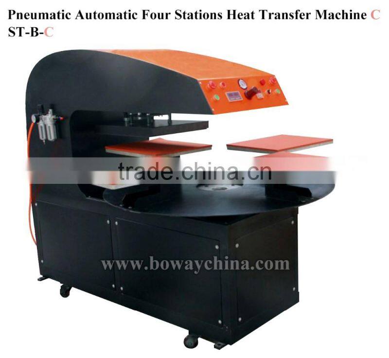 4 work stations Pneumatic Automatic heat transfer sublimation t-shirt printer