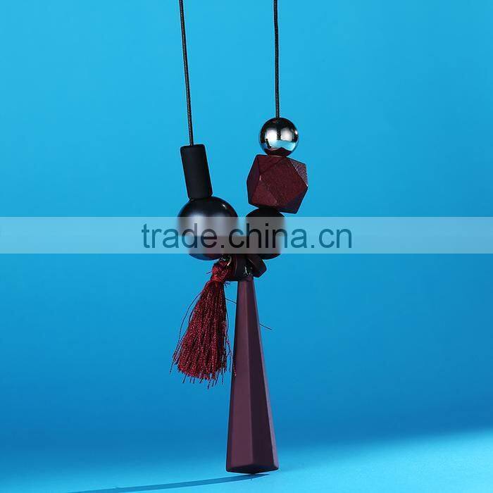 geometric beads strip pendant necklace tassel long sweater necklace autumn winter geometric garment necklace
