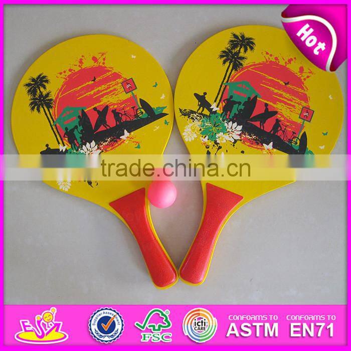 2015 Shot kids Wooden tennis beach Rackets,New Wooden beach rackets with ball,High quality for match beach tennis racket W01A109