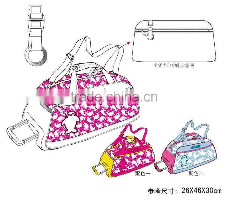 Cartoon penguin kids trolley duffel bag