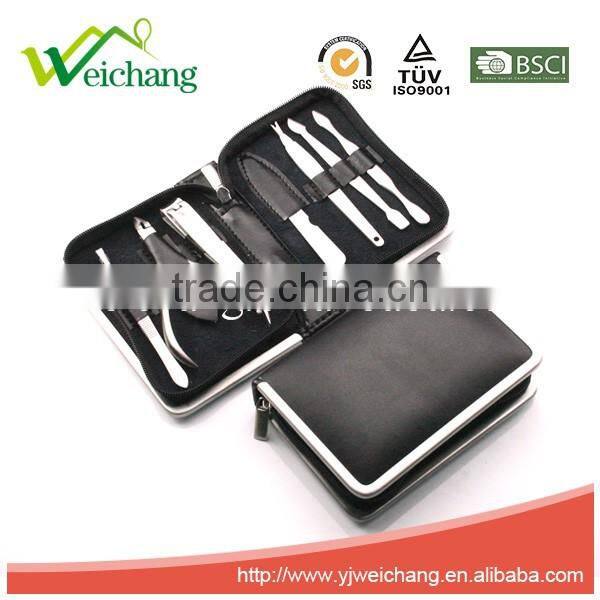 WCJ967 High Quality PU leather Cover Man Manicure Set Nail Care Tools and Equipment