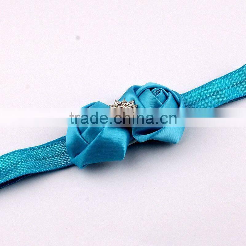 rolled handmade rose flower headband satin flower hair band
