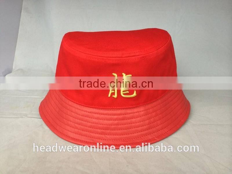 Custom fashion adult bucket hats with 3d gold metal embroidery