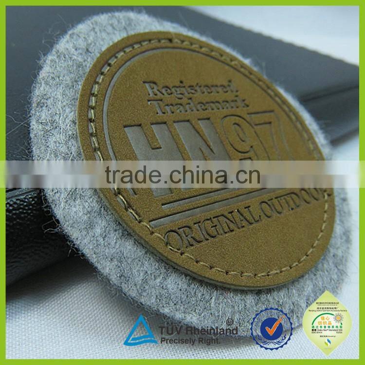 Customized embossed printed PU Leather Label badge patch