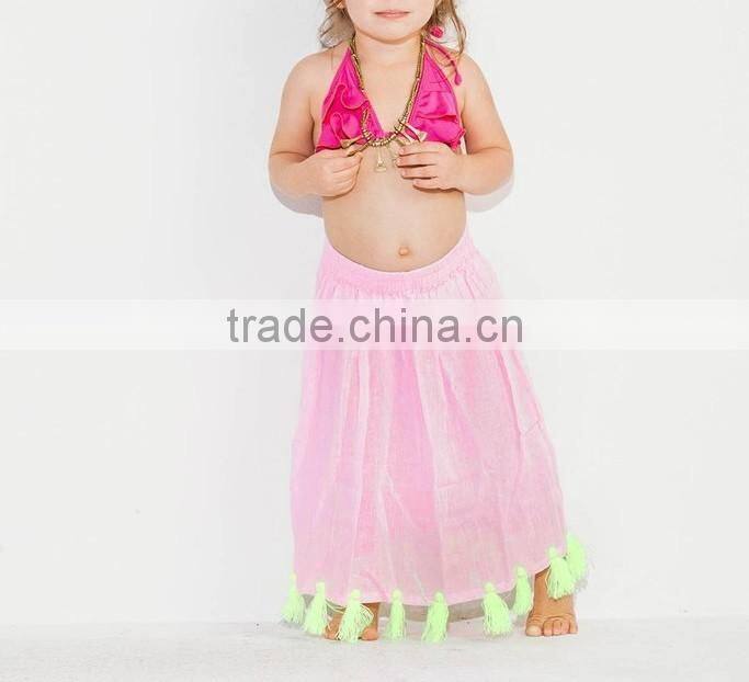 Little Pom Pom Gypsy Skirt Kids Frock Designs Children Clothing Pictures Of Long Skirts And Tops 2016 HSD5653