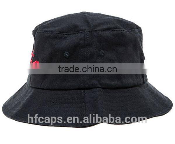 2015 New Design OEM 100% Cotton Black Bucket Hat