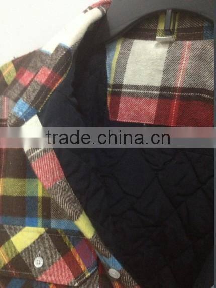 Mens Long sleeve Padded Quilted Flannel Shirt yarn dyed checks flannel shirts