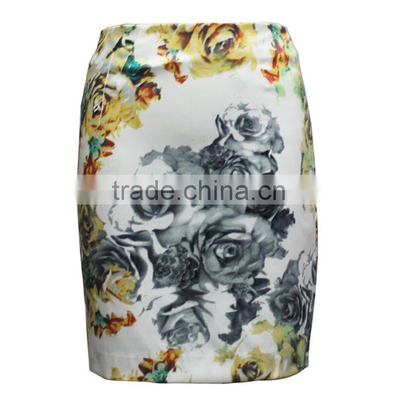 Summer/casual wear flower print tight fit hot tub skirt for women