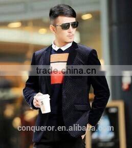 dark blue wool 'M Line' 3-Button Suit With Flat Front Pants (SHT1067)