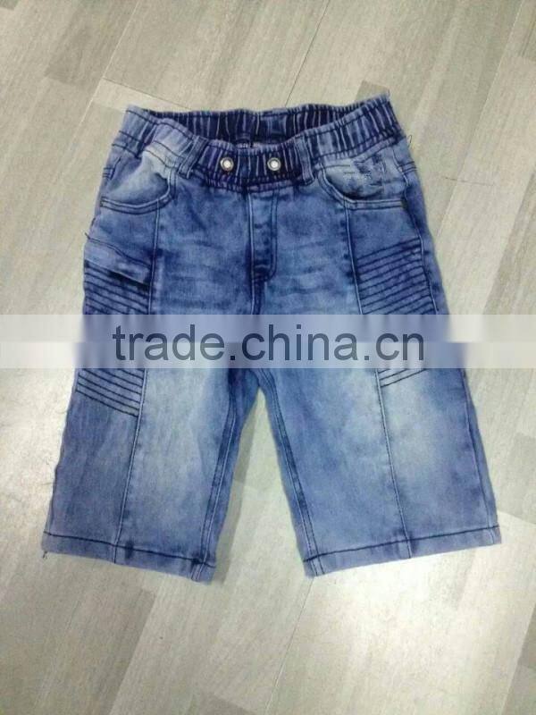 Stock lots clothing kid's casual new desgin cheap denim shorts