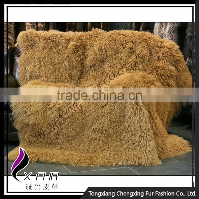 CX-D-23D Home Customize Design Genuine Mongolian Lamb Fur Blanket